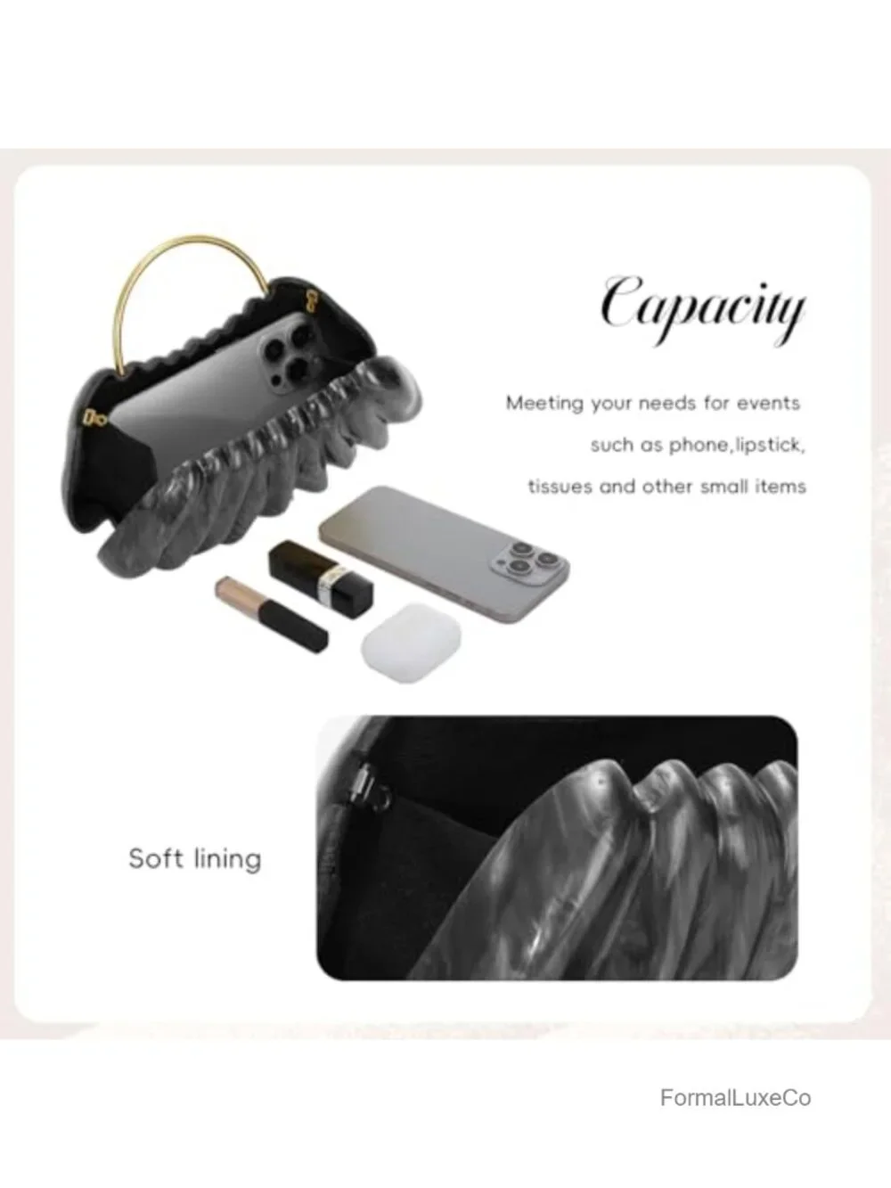 Shell Clutch Purse Formal Acrylic Handbag Wedding Evening Bag Chain Party Purse